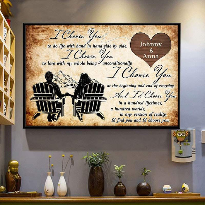 I Choose you to do life with hand in hand - Gift for a Couple - Personalized Poster / Framed Poster / Canvas / Brushed Aluminum Print