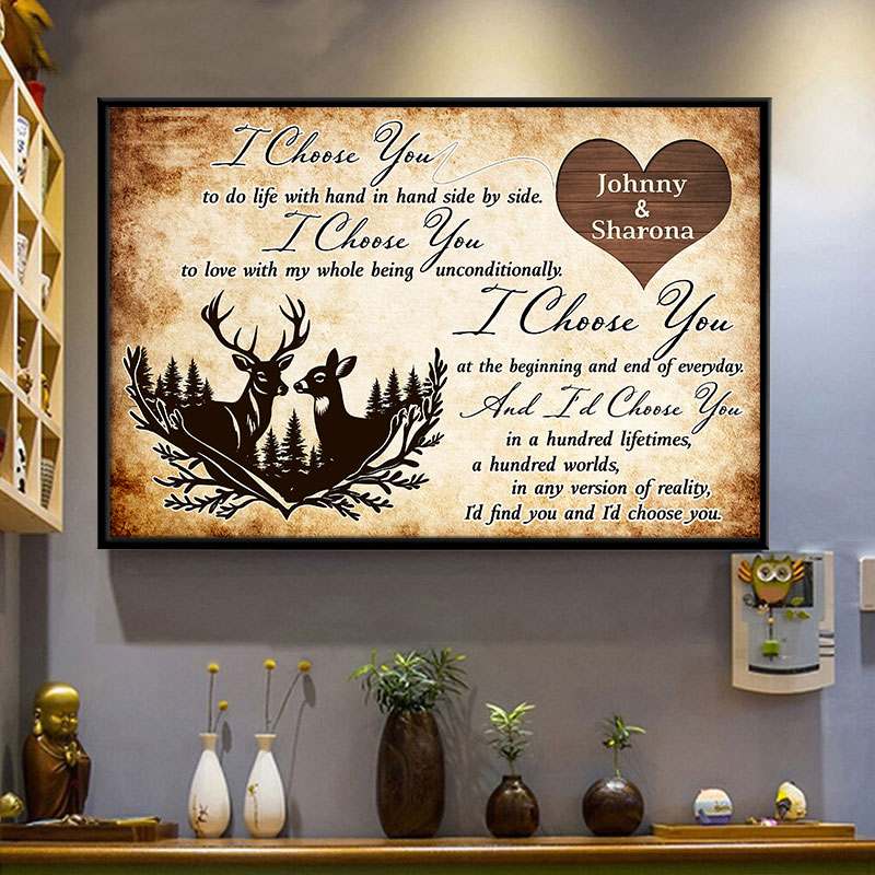 I Choose you to love with my whole - Gift for a Biker - Personalized Poster / Framed Poster / Canvas / Brushed Aluminum Print