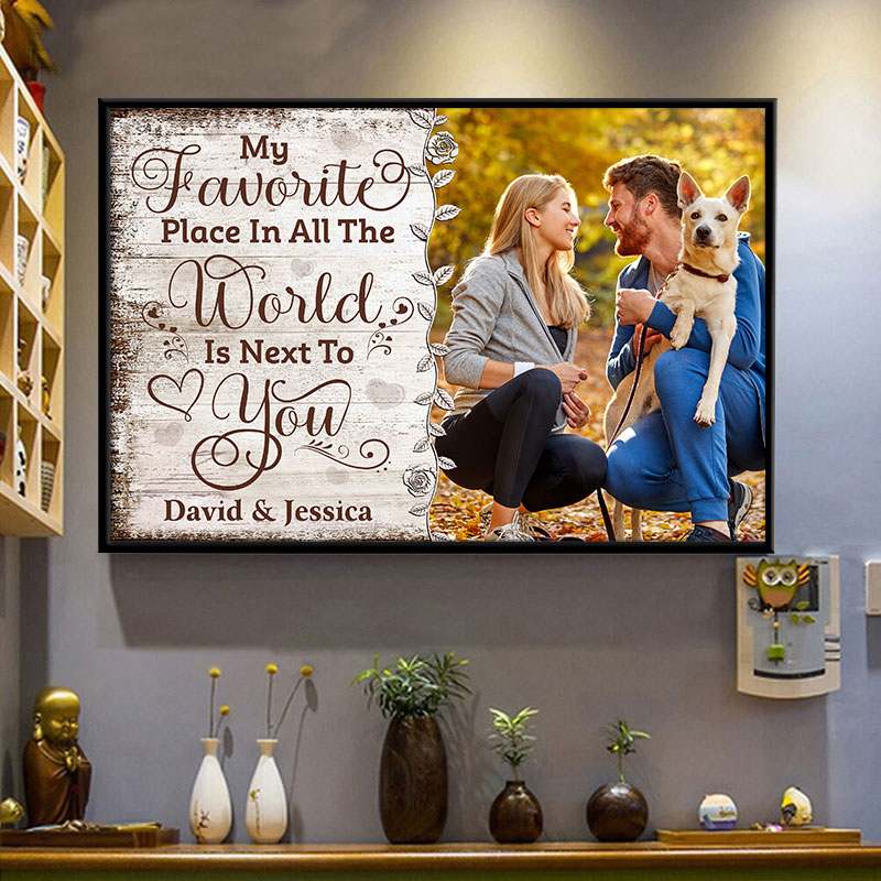 My Favorite Place In All The World - Gift for a Couple - Personalized Poster / Framed Poster / Canvas