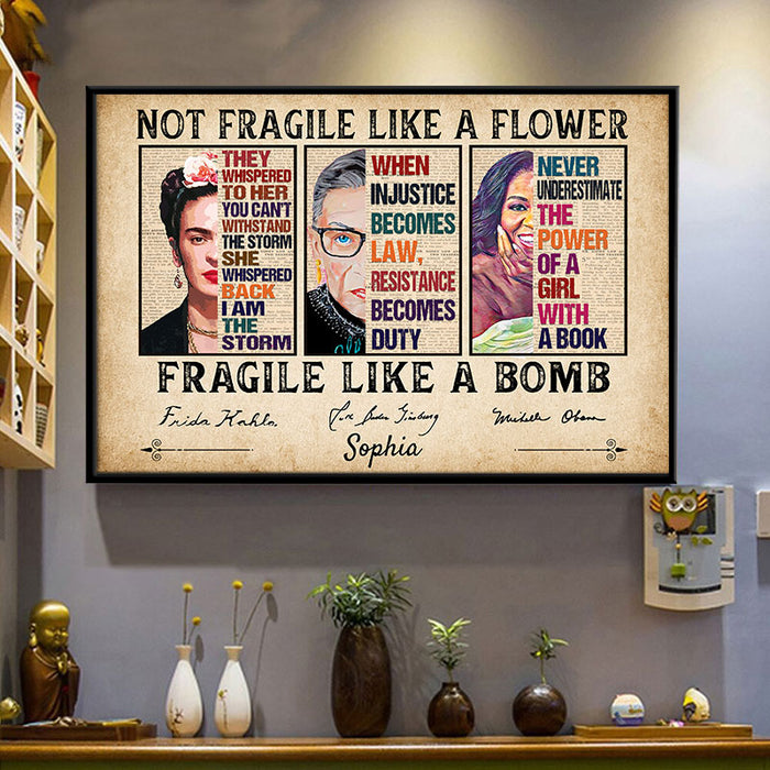 Personalized Poster / Framed Poster / Canvas For Women - Not Fragile Like a Flower