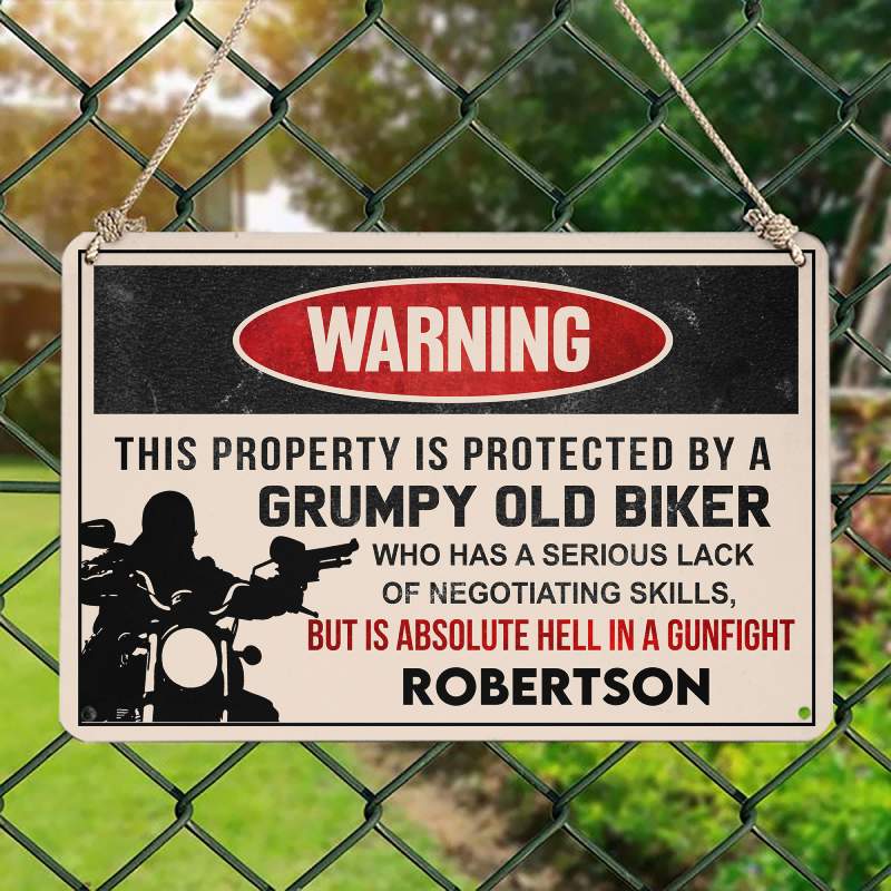 Grumpy Old Biker - Gift for a Biker  - Personalized Custom Metal Sign