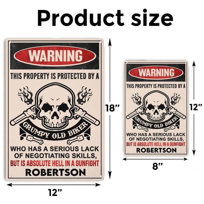 Property is Protected By a Biker - Gift for a Biker  - Personalized Custom Metal Sign