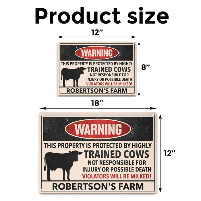 Trained Cows - Gift for a Farmer - Personalized Custom Metal Sign