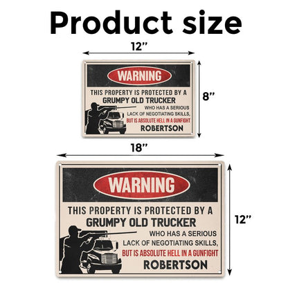 Grumpy Old Trucker - Gift for a Trucker - Personalized Custom Metal Sign