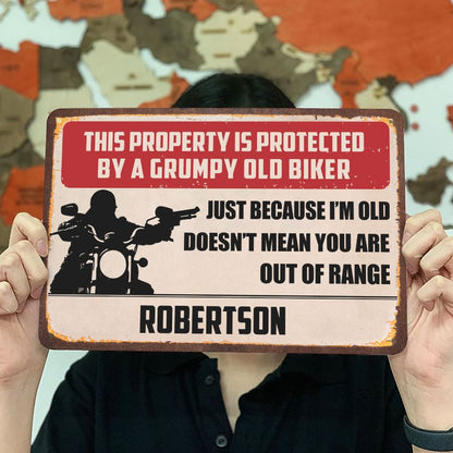 Out Of Range - Gift for a Biker  - Personalized Custom Metal Sign