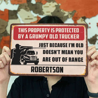 Out Of Range - Gift for a Trucker  - Personalized Custom Metal Sign