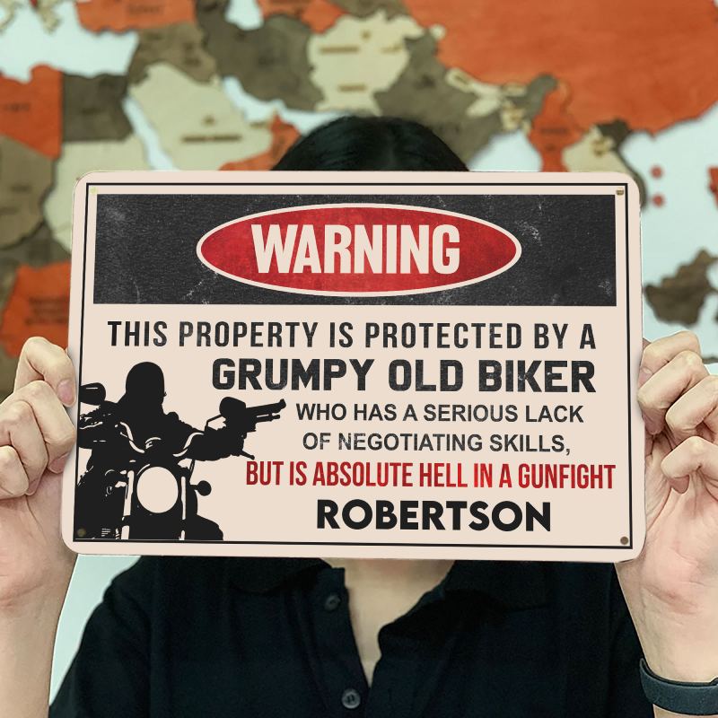 Grumpy Old Biker - Gift for a Biker  - Personalized Custom Metal Sign