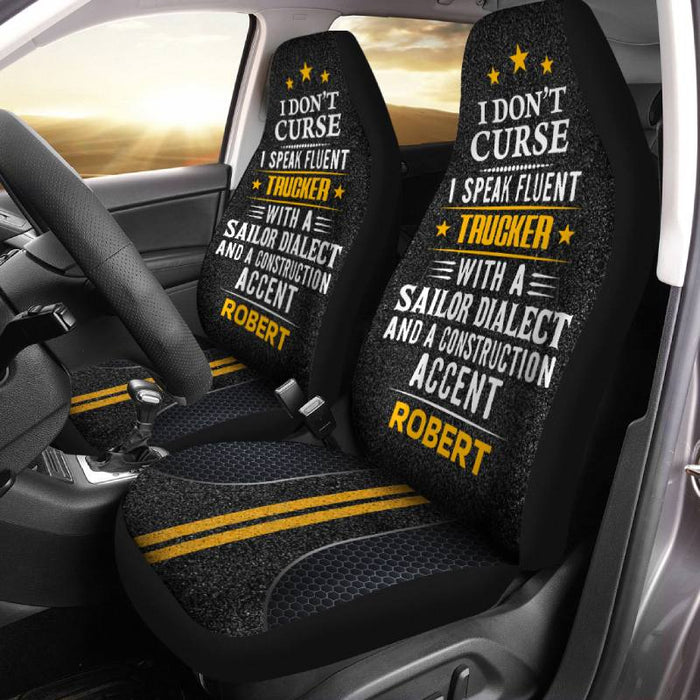 Personalized Car Seat Covers - I Speak Fluent (2pcs, universal fit)