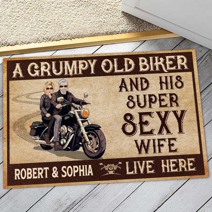 A Grumpy Old Biker - Gift for biker - Personalized Doormat