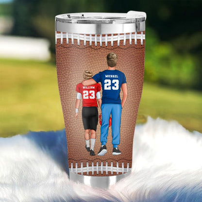 Dad And Football Player Son - Gift for Son - Personalized Custom Tumbler