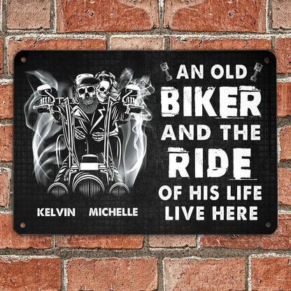 Biker and the ride of his life - Gift for a Biker  - Personalized Custom Metal Sign
