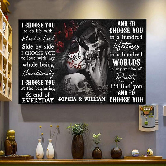 I'd Choose you in a hundred lifetimes - Gift for a Couple - Personalized Poster / Framed Poster / Canvas