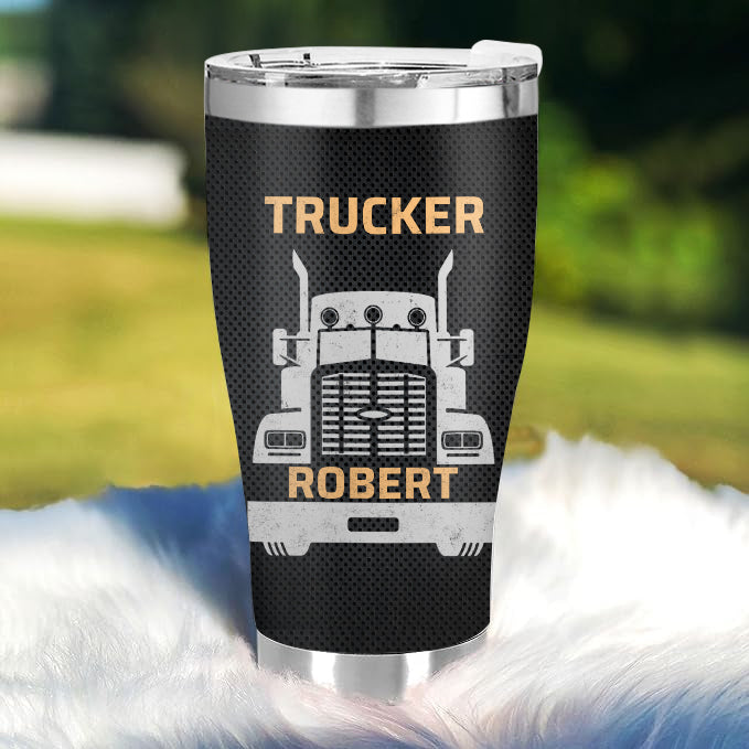 American Flag - Gift for a Trucker - Personalized Custom Tumbler