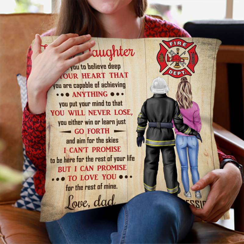 Firefighter's Child - Gift from Father to Child - Personalized Firefighter Pillow