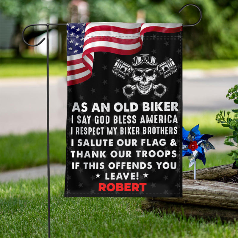 I Salute Our Flag - Gift for a Biker  - Personalized Custom Flag
