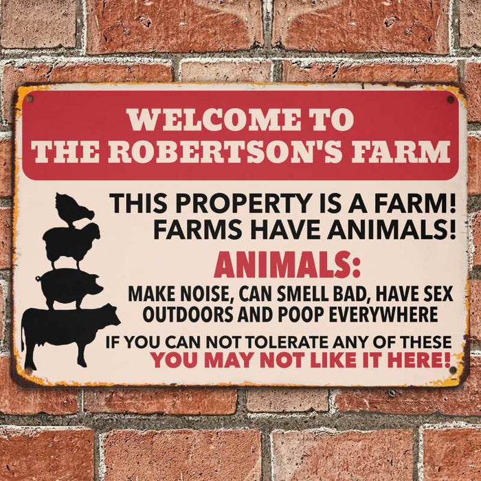 Farms Have Animals - Gift for a Farmer - Personalized Custom Metal Sign