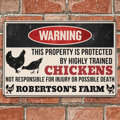 Trained Chickens - Gift for a Farmer - Personalized Custom Metal Sign