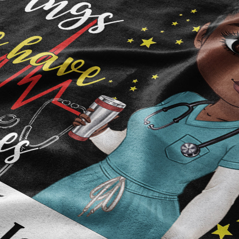 This Black Nurse Rocks - Gift for a Nurse - Personalized fleece/sherpa blanket