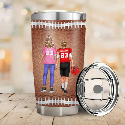 Mom And Football Player Son - Gift for Son - Personalized Custom Tumbler