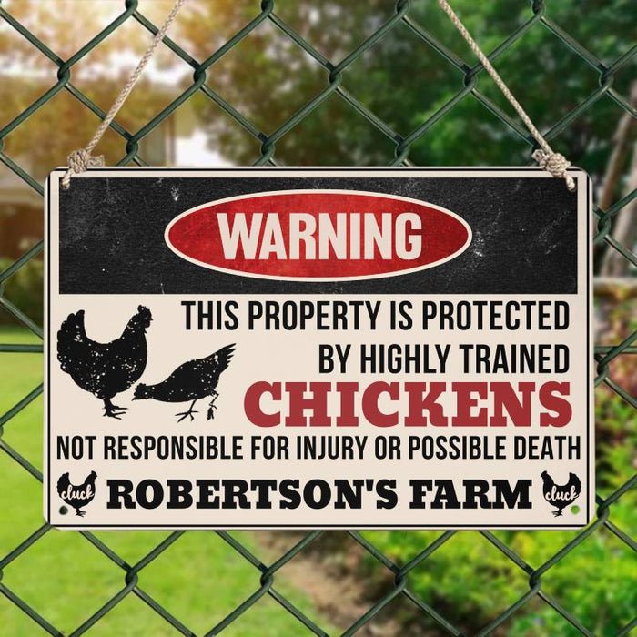 Trained Chickens - Gift for a Farmer - Personalized Custom Metal Sign