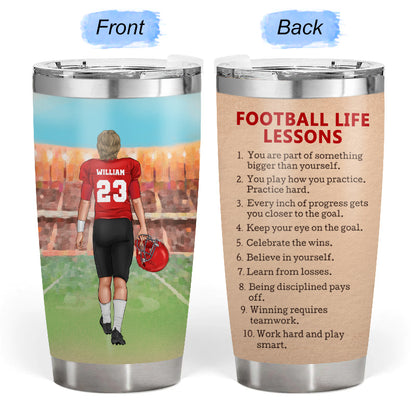 Work Hard, Play Smart - Gift for Football Player - Personalized Custom Tumbler