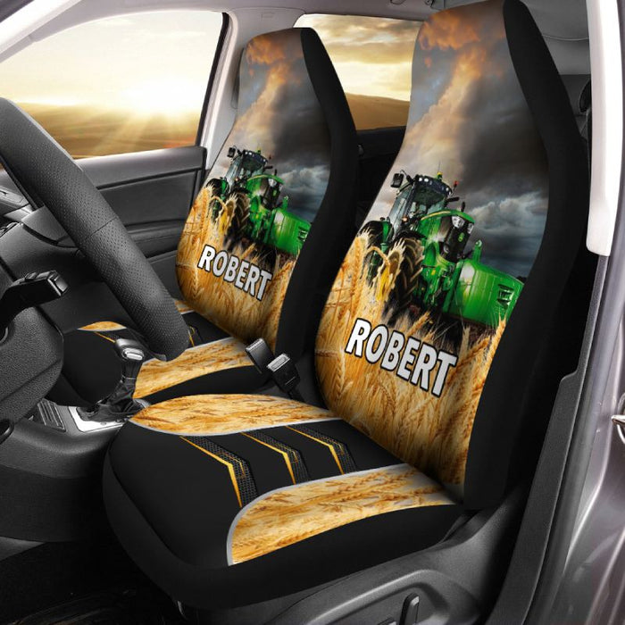 Personalized Car Seat Covers - Tractor In The Field (2pcs, universal fit)