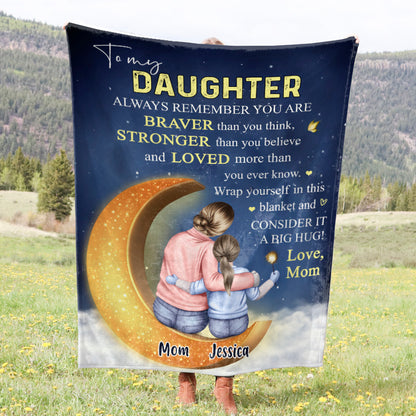 Love you to the moon and back –  Gift for son/daughter – Personalized fleece/sherpa blanket