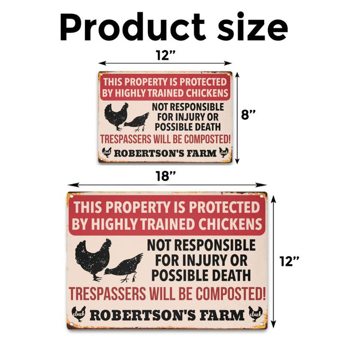 Highly Trained Chickens - Gift for a Farmer - Personalized Custom Metal Sign