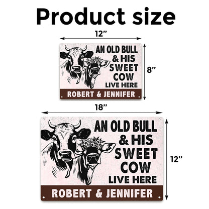An Old Bull & His Sweet Cow - Gift for Farmer - Personalised Custom Metal Sign