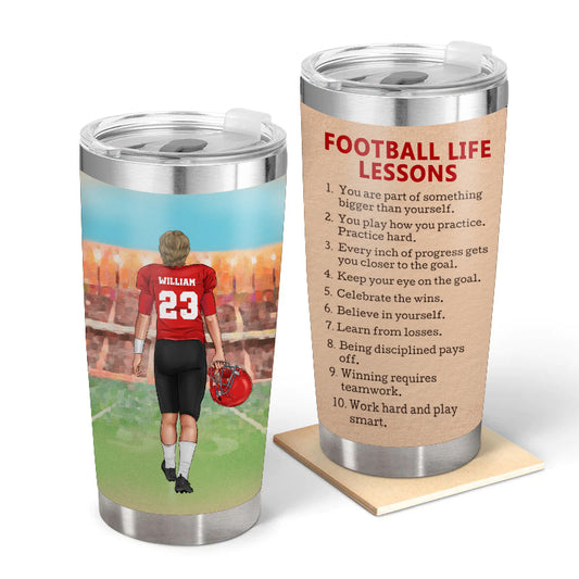 Work Hard, Play Smart - Gift for Football Player - Personalized Custom Tumbler