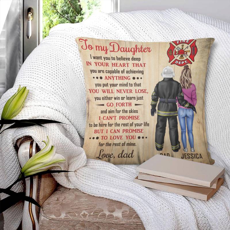 Firefighter's Child - Gift from Father to Child - Personalized Firefighter Pillow