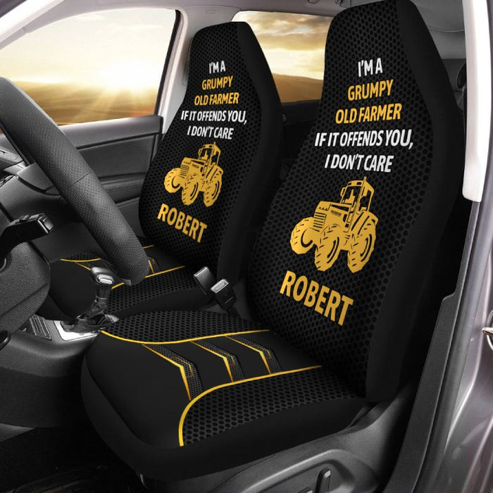 Personalized Car Seat Covers - I Don't Care (2pcs, universal fit)