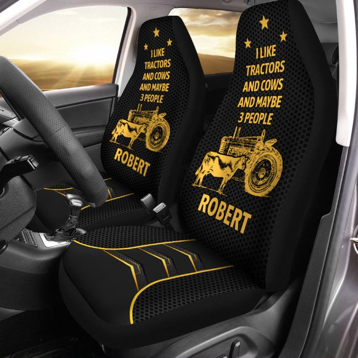 Personalized Car Seat Covers - I Like Tractors And Cows (2pcs, universal fit)