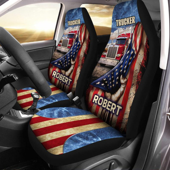 Personalized Car Seat Covers - American Flag (2pcs, universal fit)