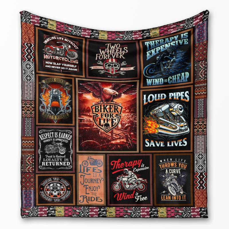 Biker For Life - Gift for a Biker - Fleece / sherpa blanket
