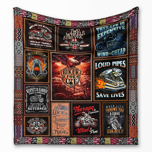 Biker For Life - Gift for a Biker - Fleece / sherpa blanket