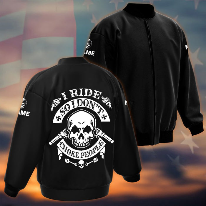 Personalized Quilted Bomber Jacket For a Biker - I Ride So I Don't