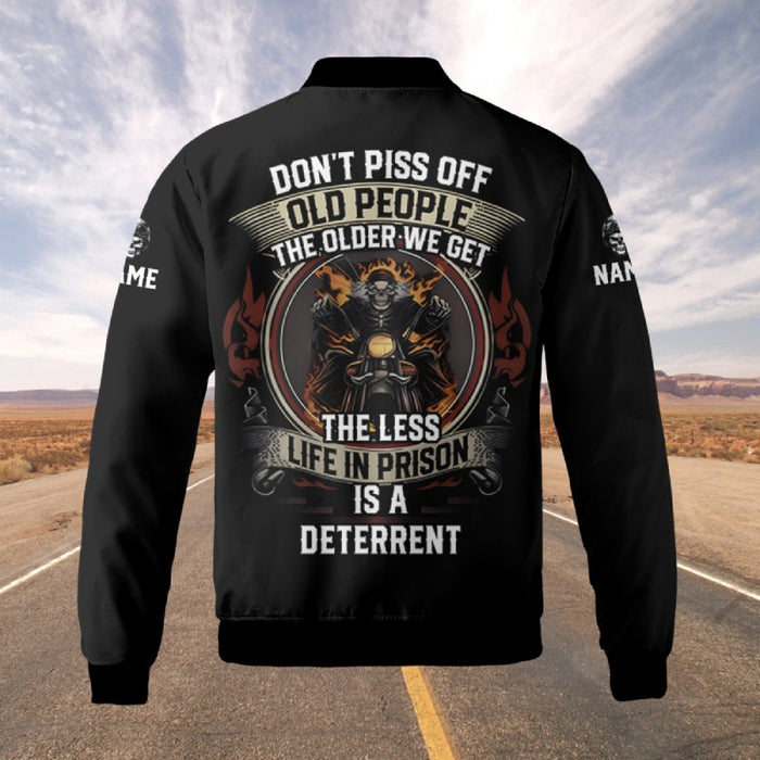 Personalized Quilted Bomber Jacket For a Biker - The Older We Get